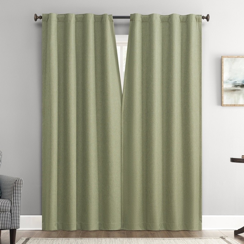 Vance 2-Piece Magnetic Closure 100% Blackout Back Tab Curtain Panel Pair 37″x84″