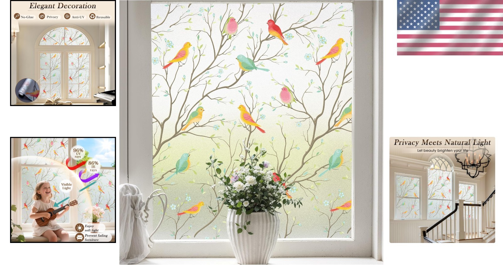 Reusable Frosted Window Film with UV Protection – 93% Privacy, 29.5 x 118 Inch
