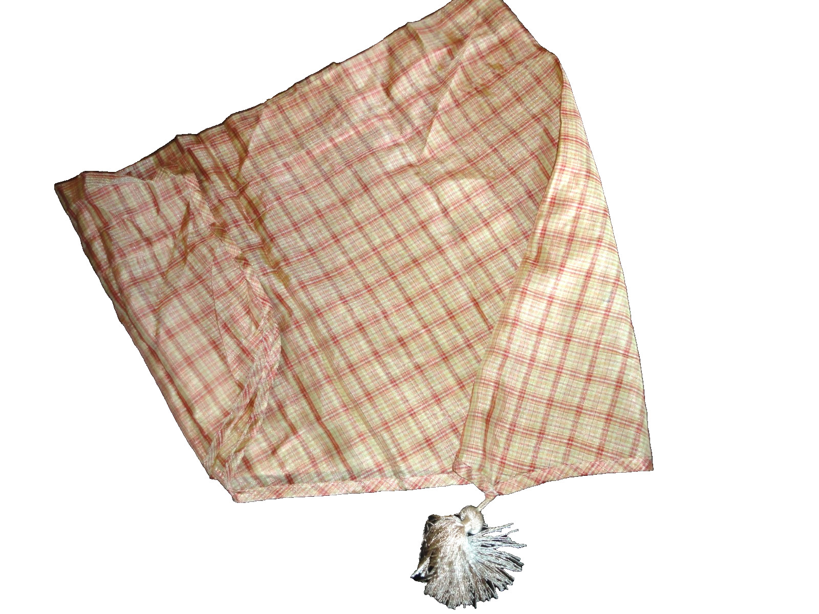 WAVERLY plaid terracotta gold semi sheer (1) ASCOT VALANCE 53 X 22