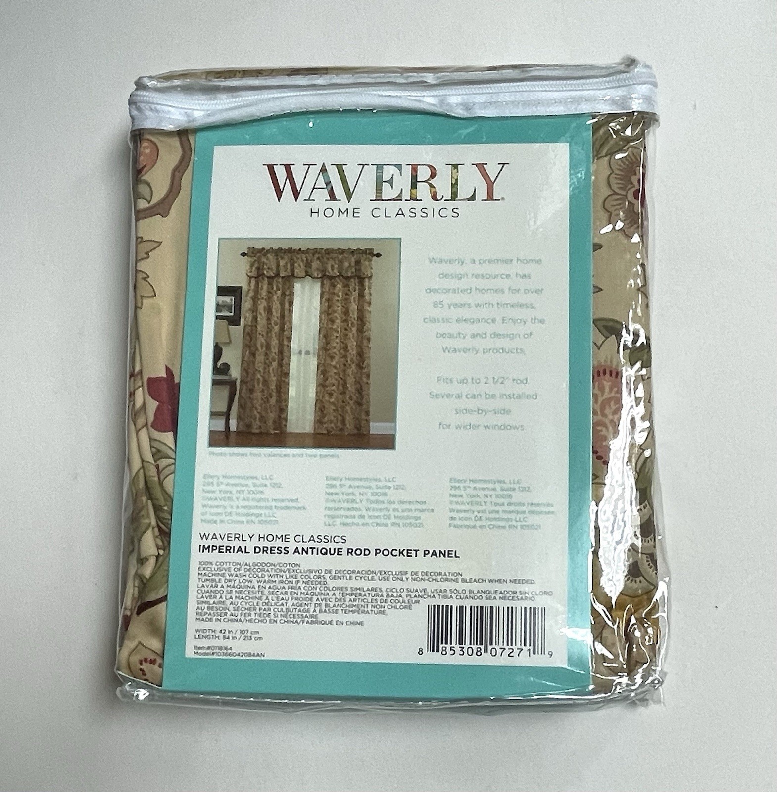 2 Waverly Imperial Dress Window Panels Tie Back Antique Floral Curtains 42”x84”