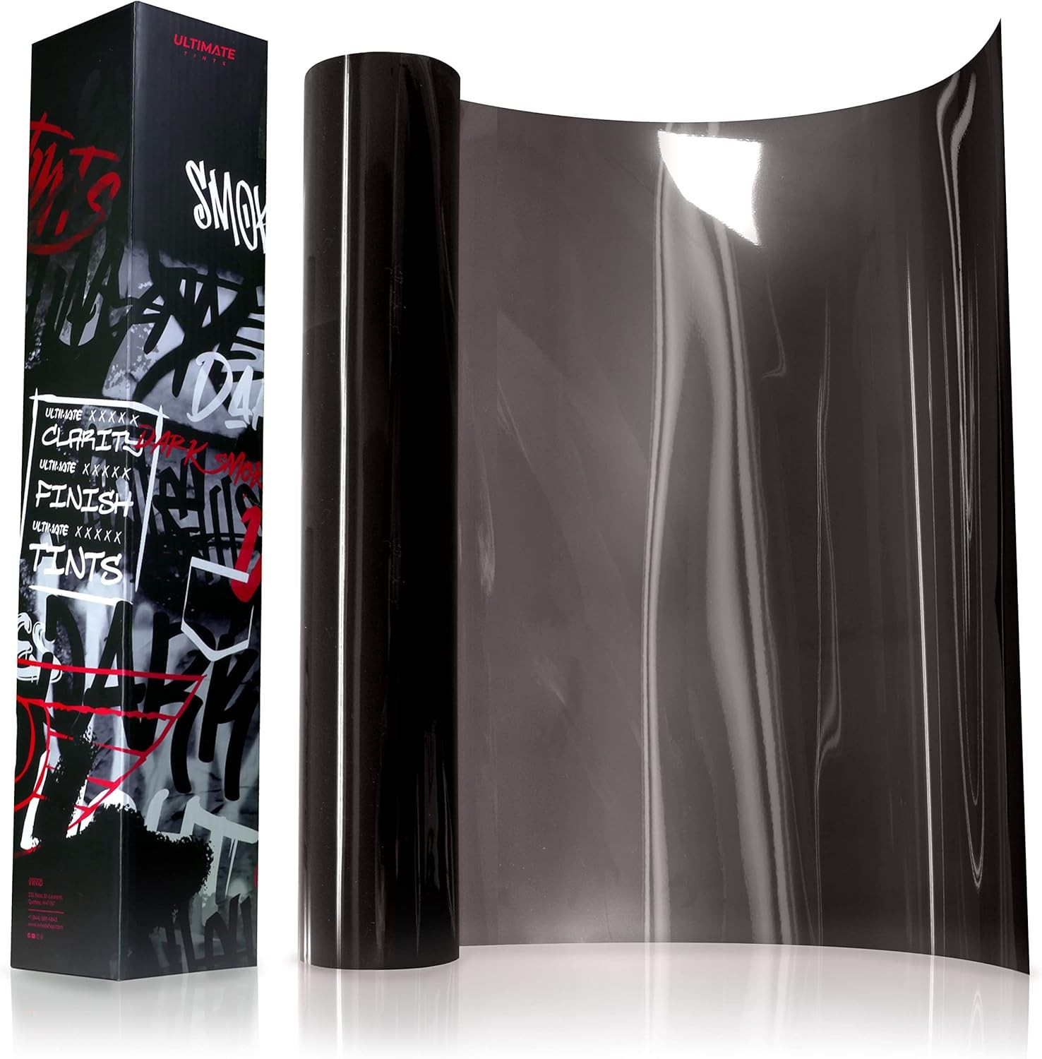 + Ultimate Headlight Taillight Tint Vinyl Wrap () 16″ x 10ft Dark Smoke