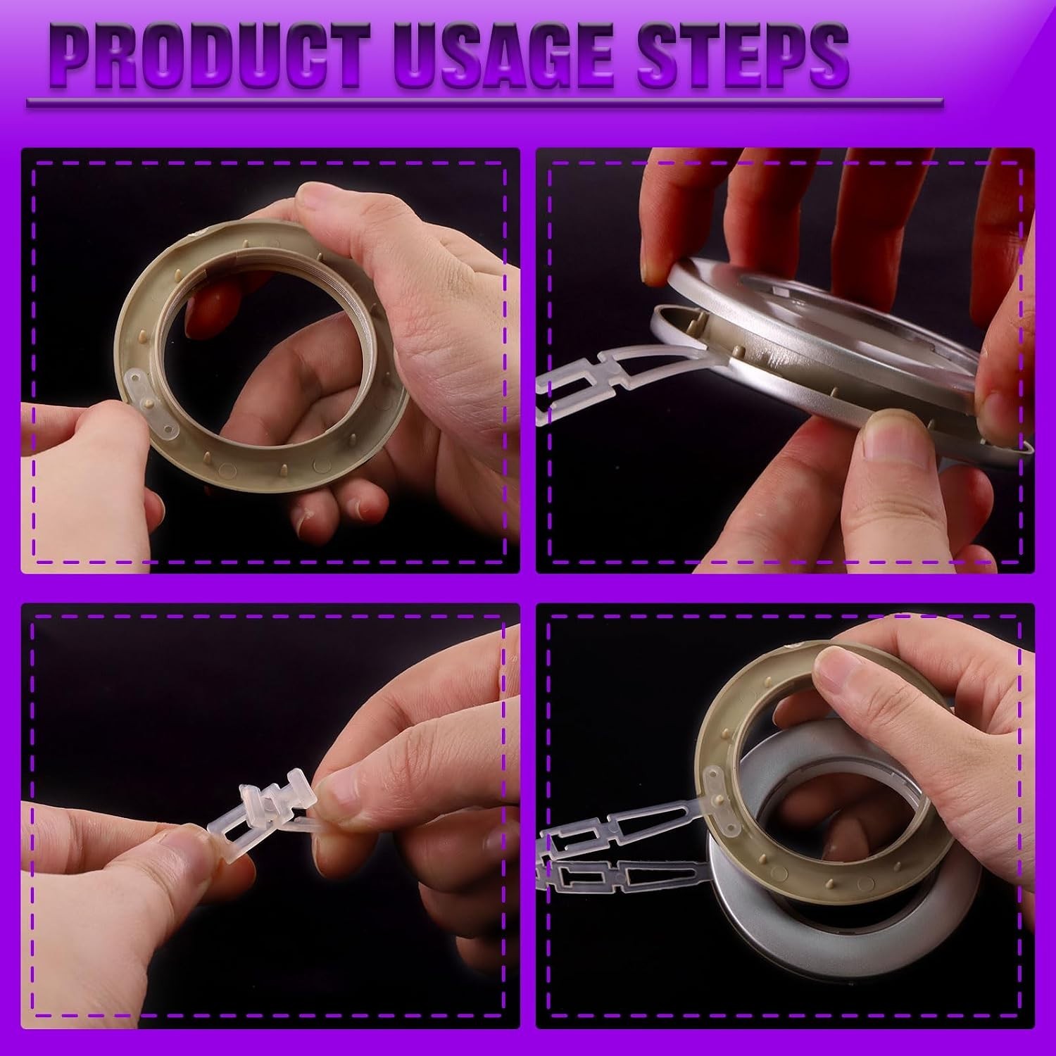40mm Inner Diameter Silver Curtain Grommets – 20 Pack with Installation Strips
