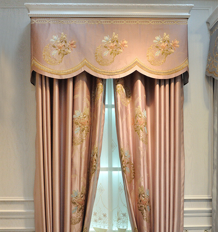 Custom pink high precision jacquard princess cloth curtain valance drape C1547