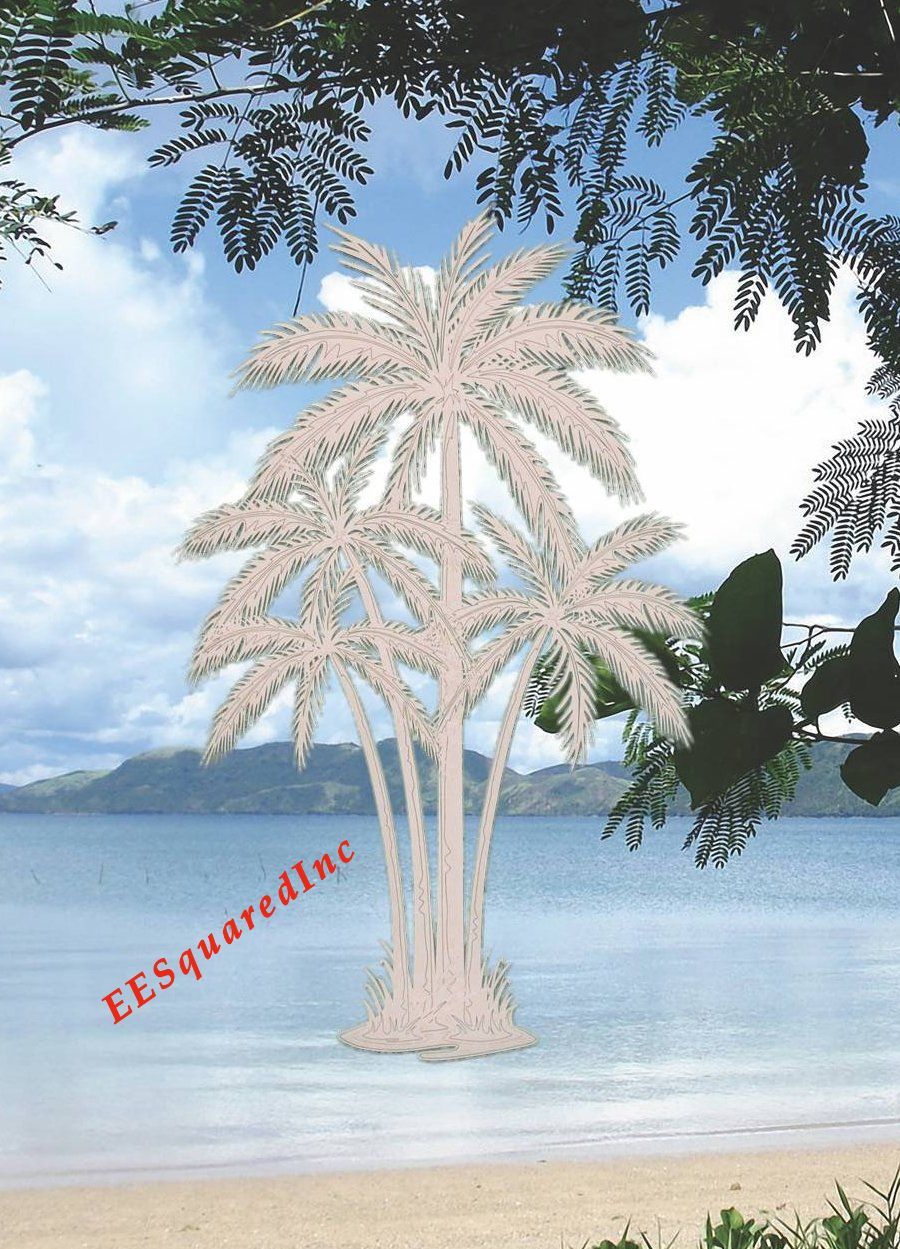 Palm Trees Static Cling Window Decal -OVAL 10×16 Tropical Glass Door Decor NEW