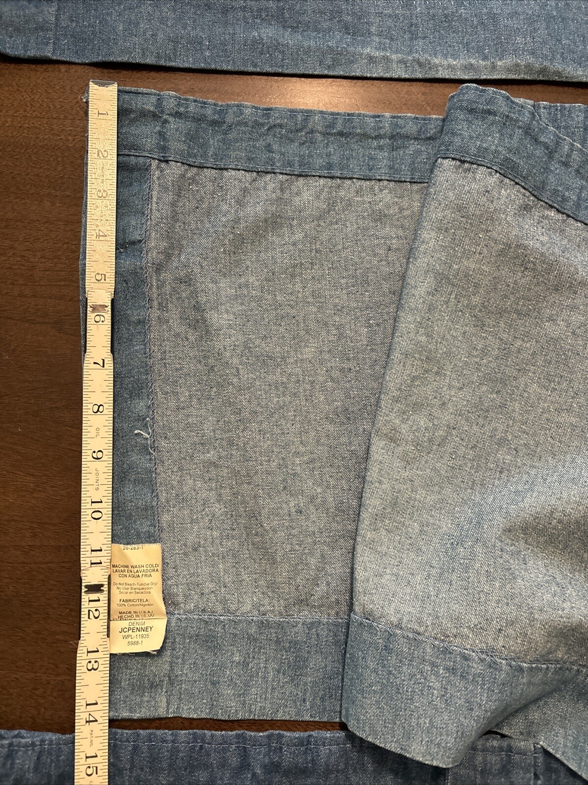 3 Curtain Valances BLUE DENIM JCP 24″W x 14″L Button Tabs VGUC