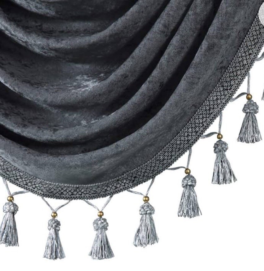 GREY THICK CHENILLE WATERFALL CURTAIN VALANCE 39”