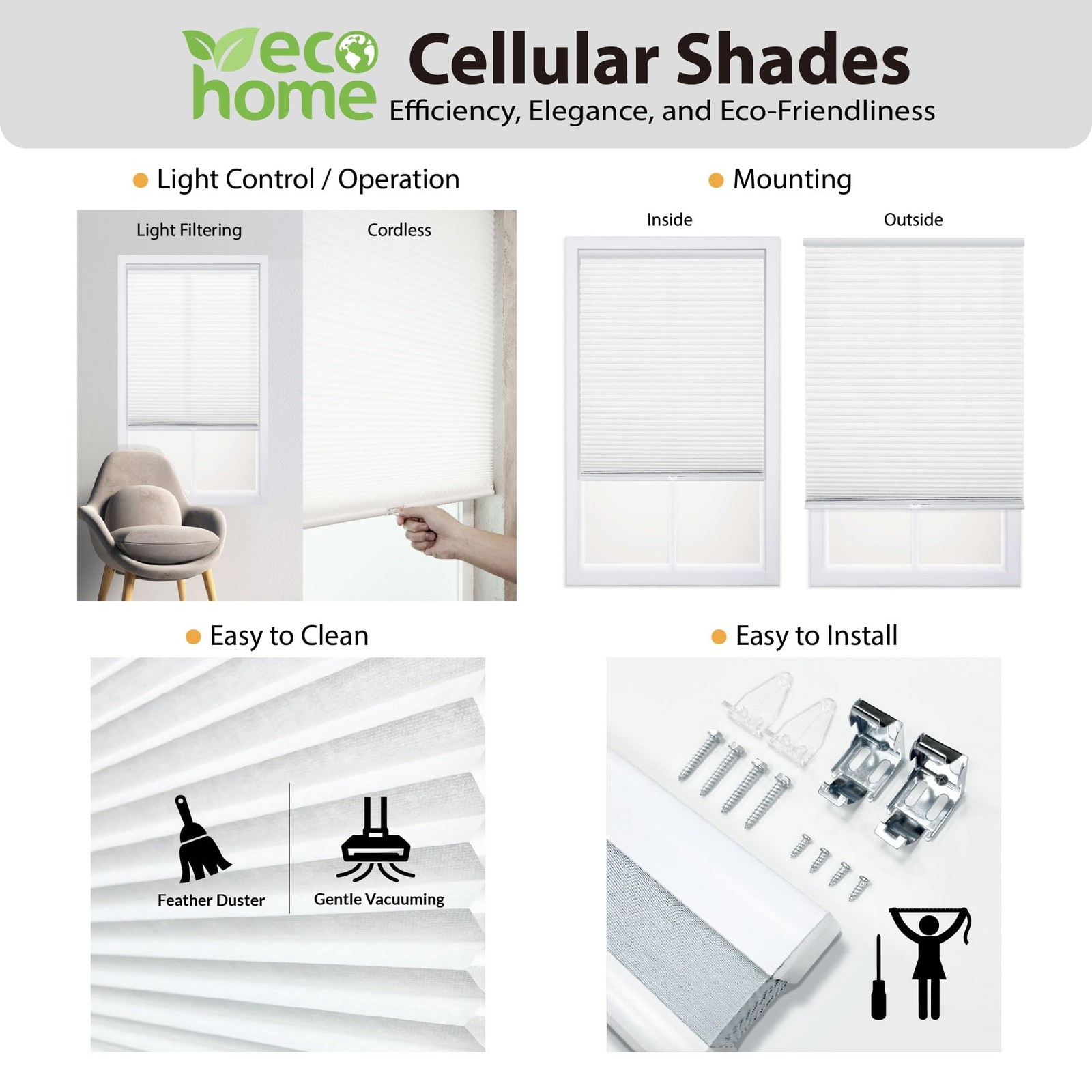 Dez Furnishings Cordless 1 Light Filtering Cellular Shade 46W X 72H Linen