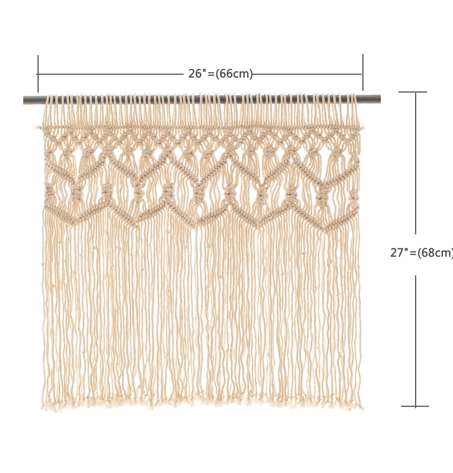Boho Macrame Textured Cotton Valance – Kitchen Window Curtains & Wall Decor -…