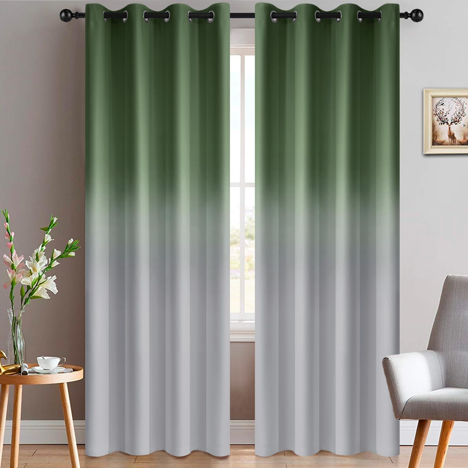 84 Inch Ombre Curtains Greyish White to Purple for Bedroom | Light Blocking Ther