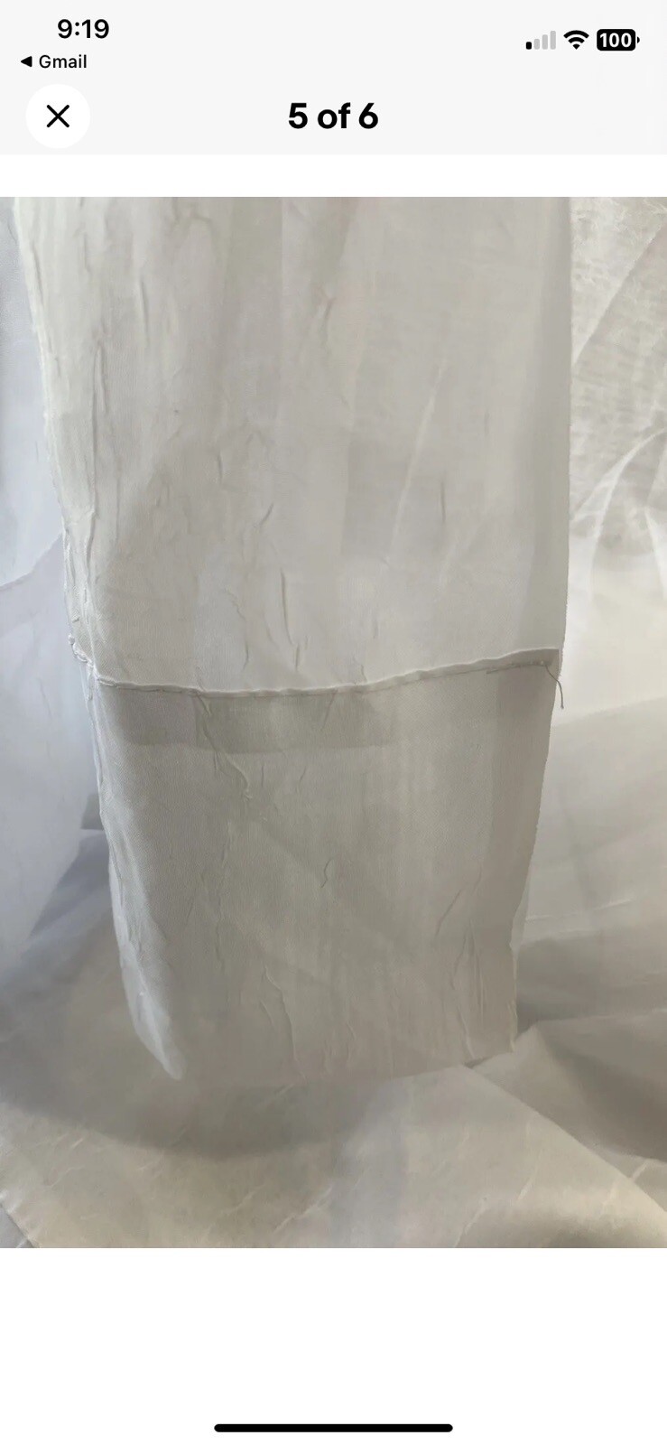 New No Pkg. Rod Pocket Sheer Window Panel (1) White 52″ x 108″ Crinkle Pattern
