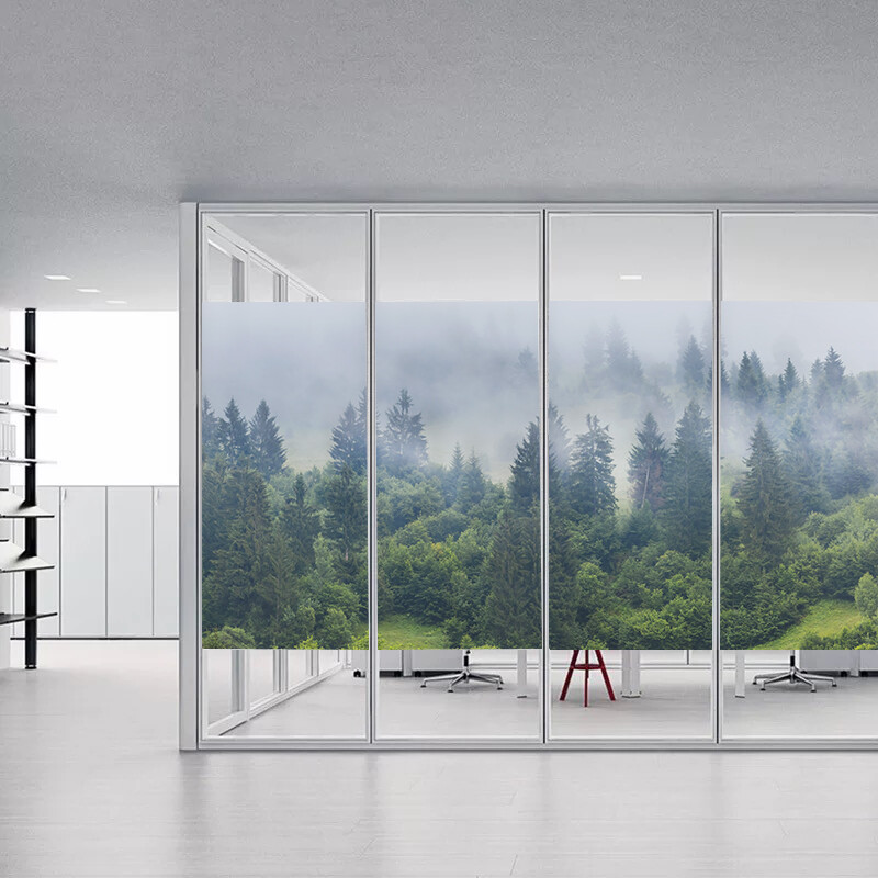 1x Frosted Window Film Privacy Film Static Cling Glass Sticker 3D Forest Scenery