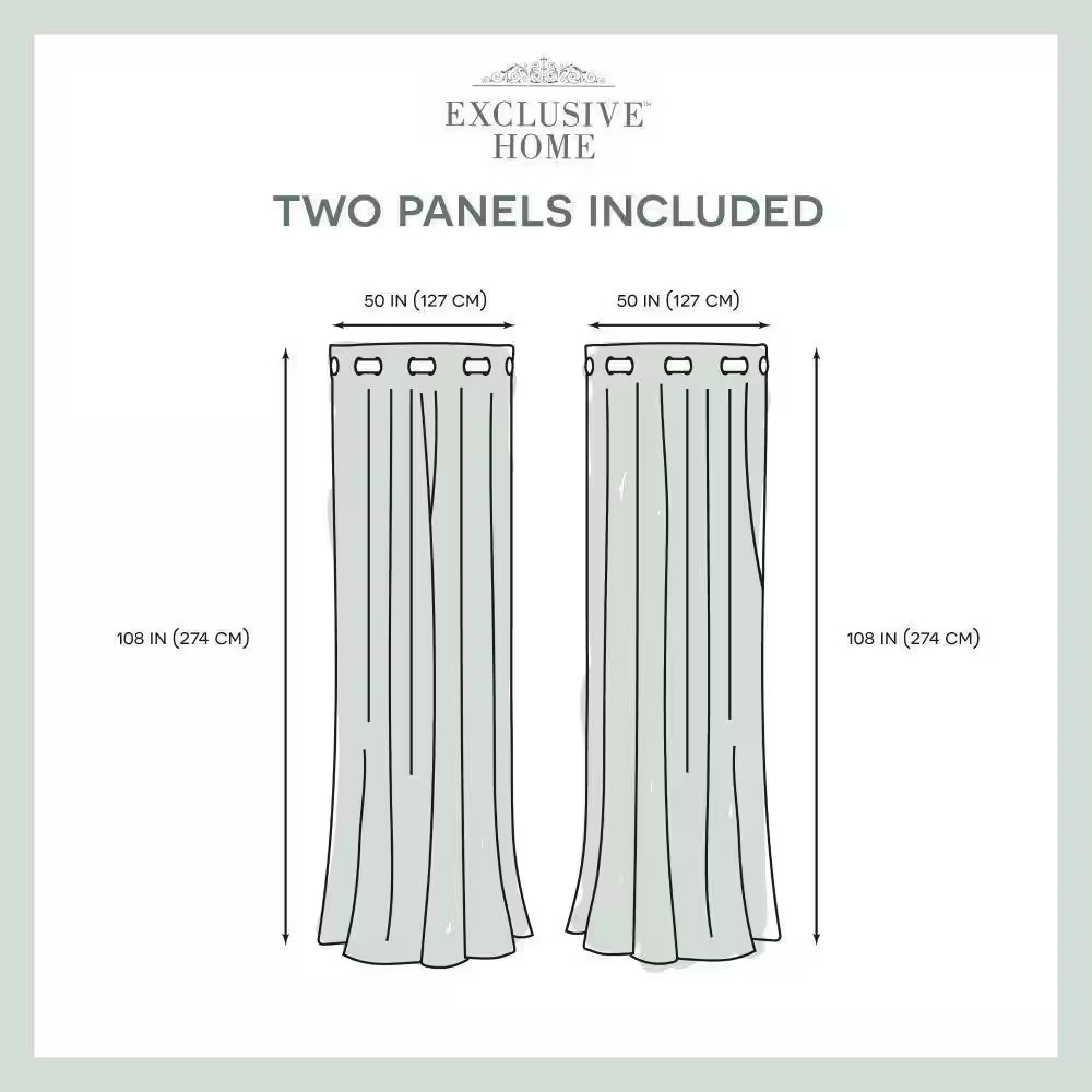 Apollo Winter White Solid Sheer Grommet Top Curtain, 50 In. W X 108 In. L (Set o