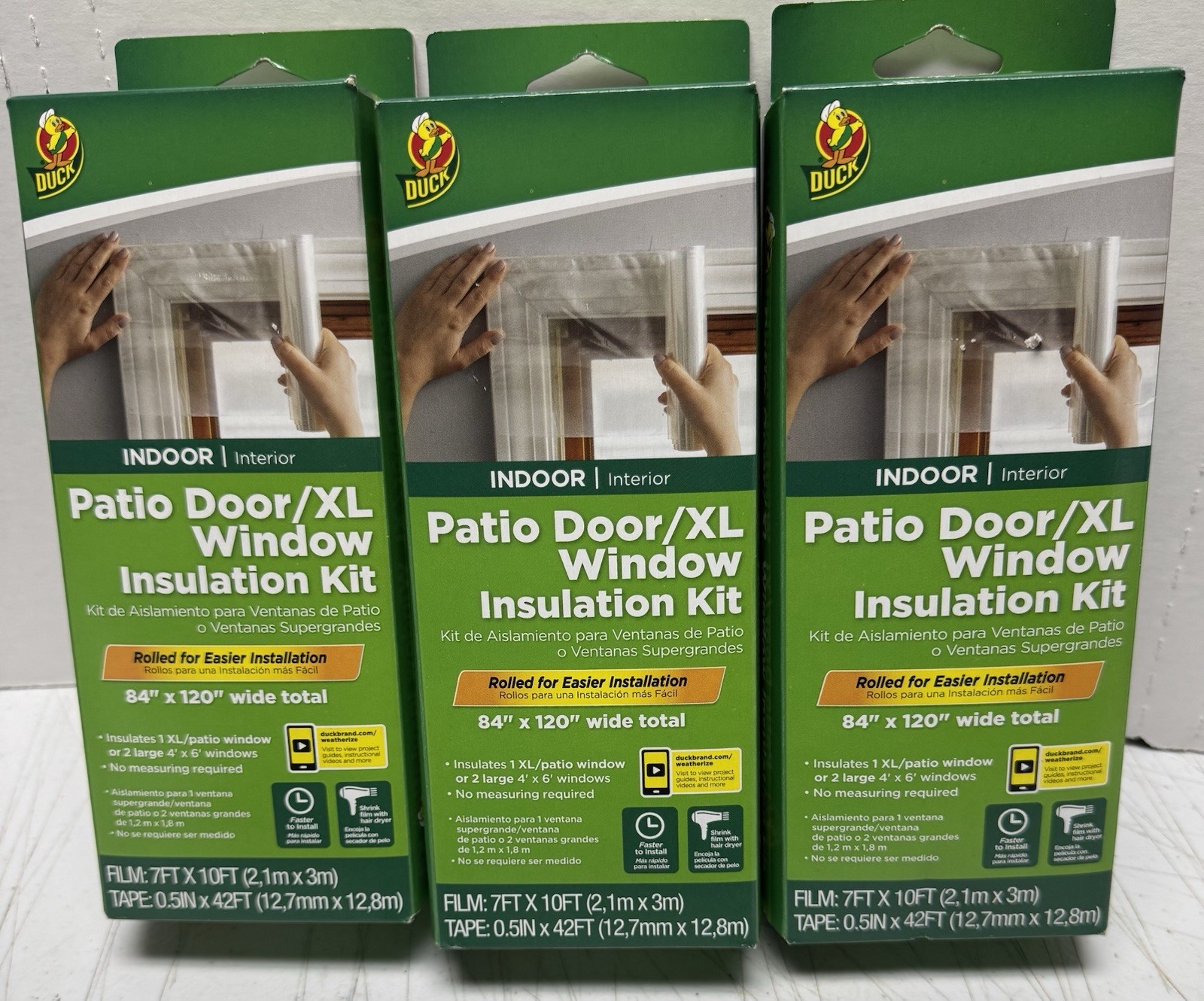 (3) Duck Brand 84″ x 120″ Roll-Up Window Film Kit for Patio Doors or XL Windows