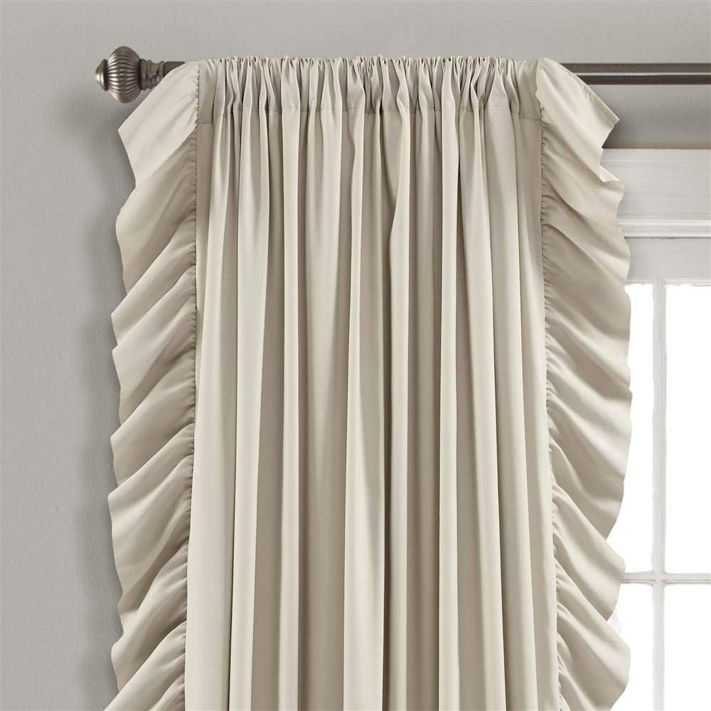 Reyna Ruffle Window Curtain Panel Set, Pair, 54″ W X 84″ L, Wheat – Flowy Curtai