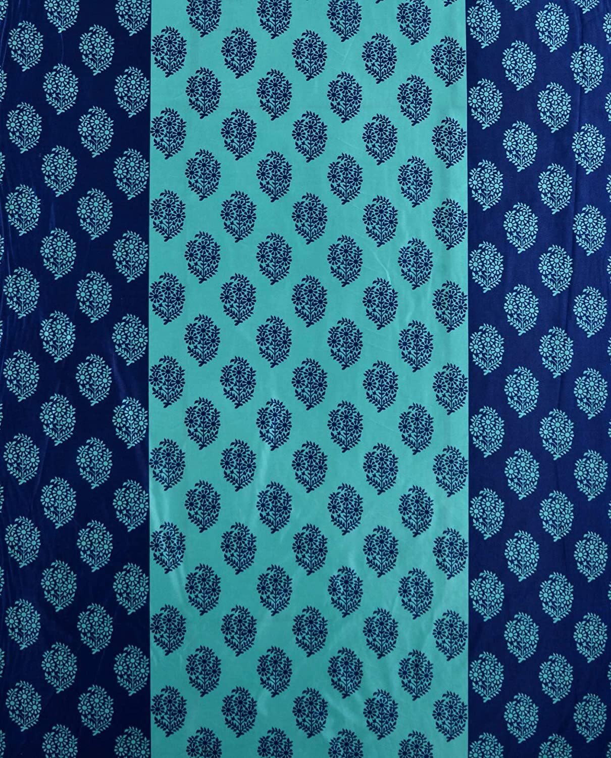 2 Piece Premium Flower Damask Eyelet Polyester Door Curtains 7Ft – Blue