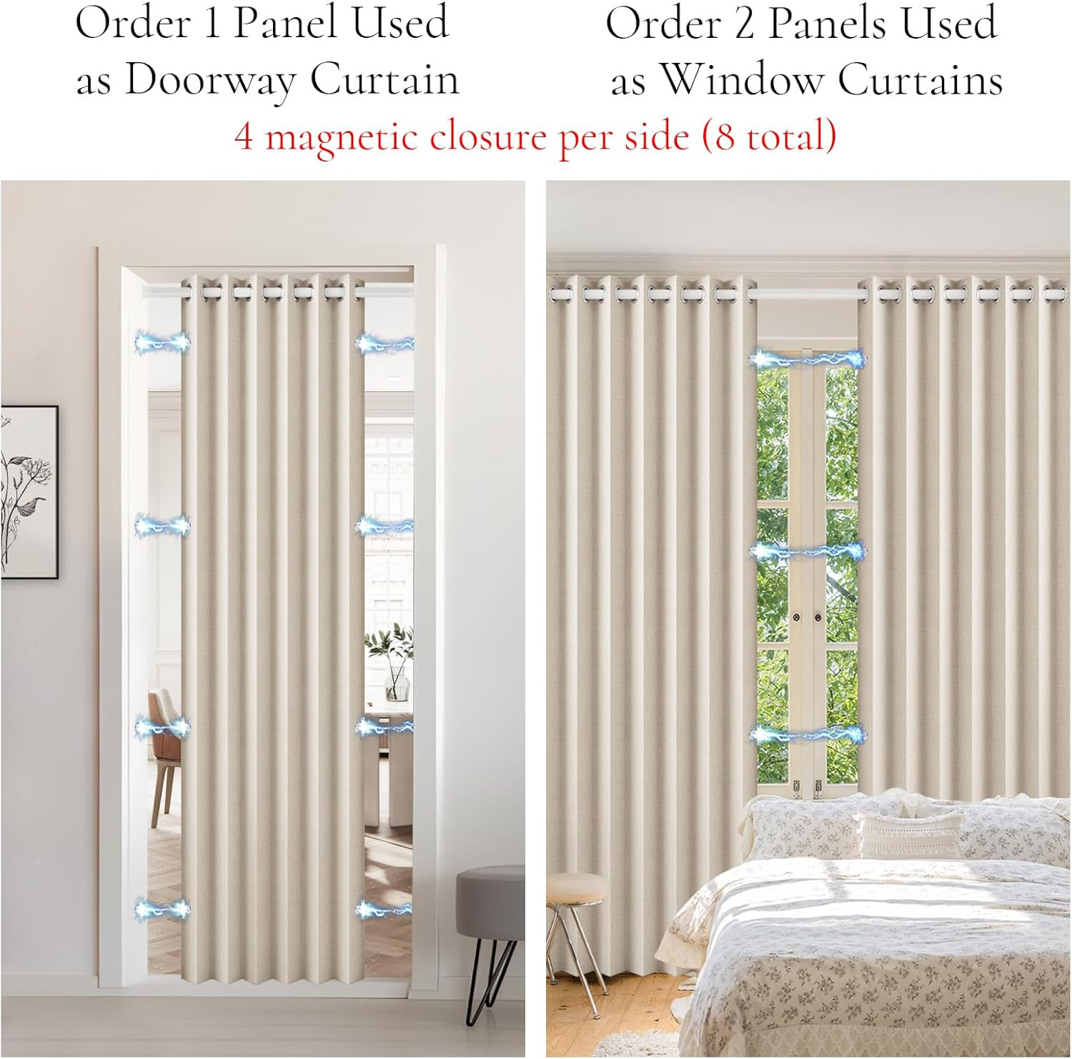 100% Blackout Magnetic Folding Door Curtain, Accordion Style Closet Curtain for