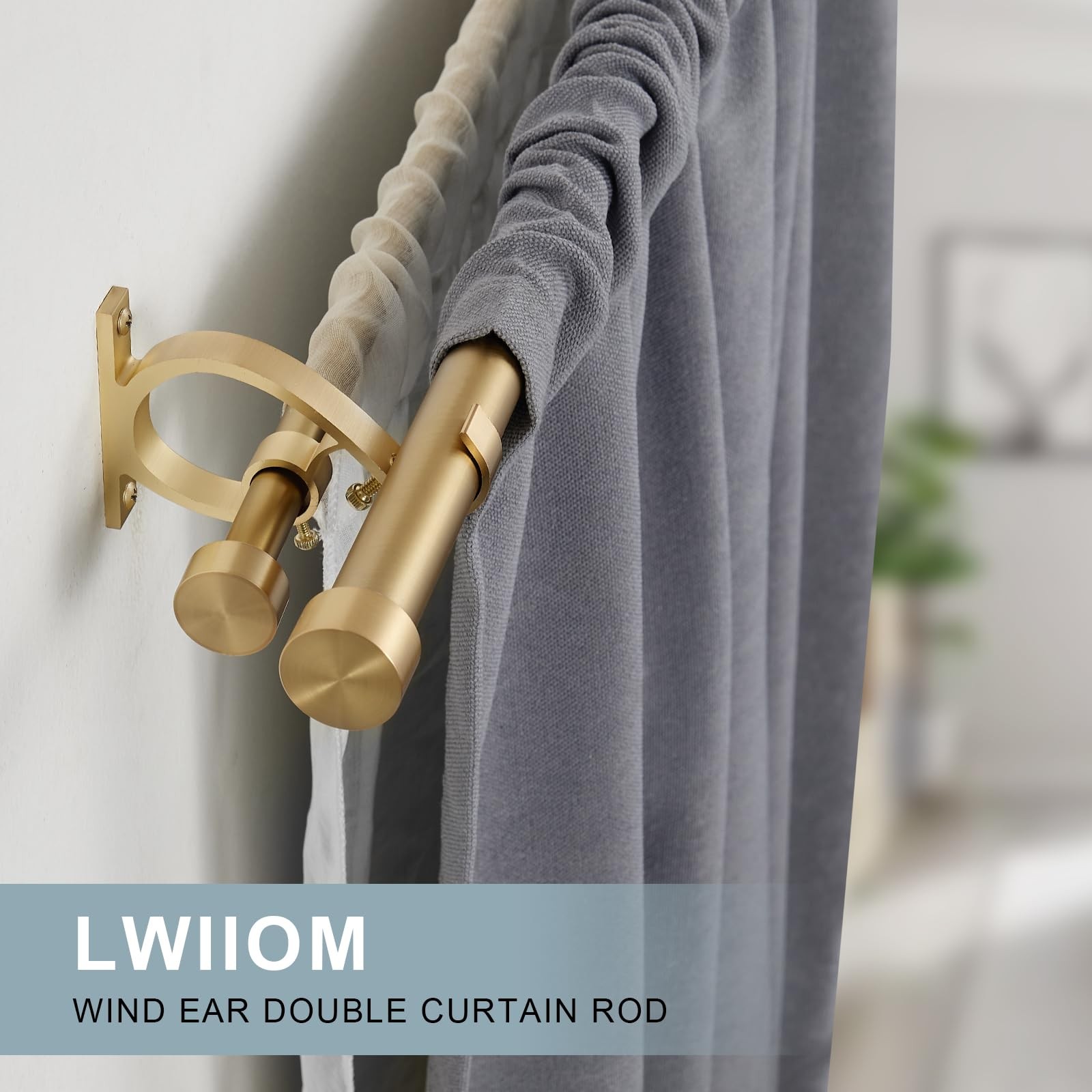 Lwiiom Double Blackout Curtain Rods 72 144 Inches 6-12 Feet1-Inches Front And