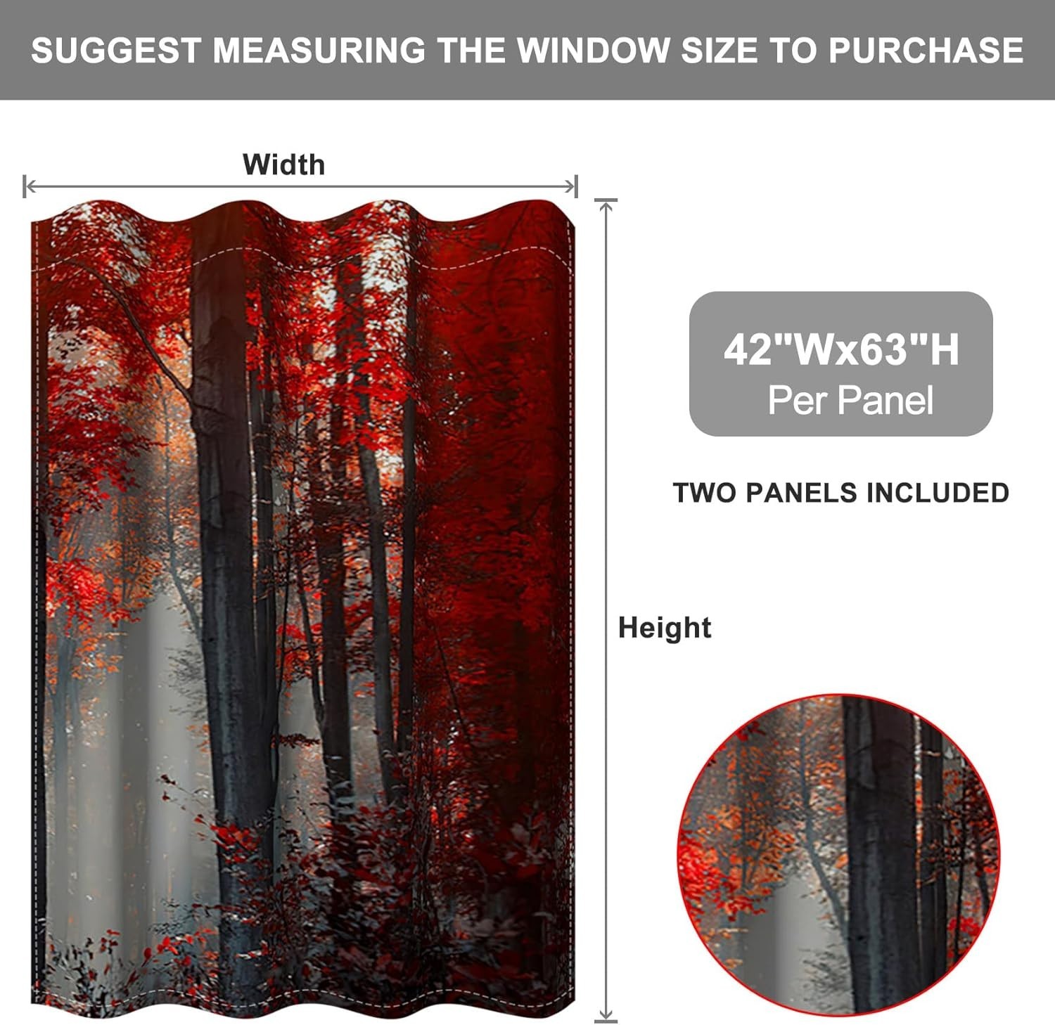 Forest Themed Red Leaves Bush Pattern Mystical Fantasy Art Darkening 42Wx63H