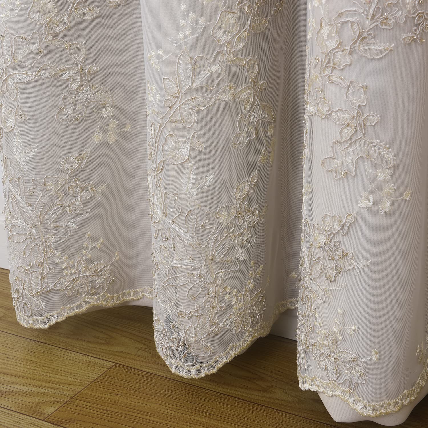 Double Layered Curtains with Embroidered White Sheer Tulle, Mix and Match Cur…