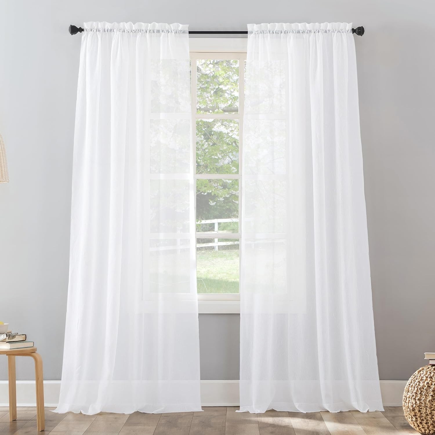 Machine Washable 51″ x 108″ Crushed Sheer Voile Curtain Panel – Stylish Privacy