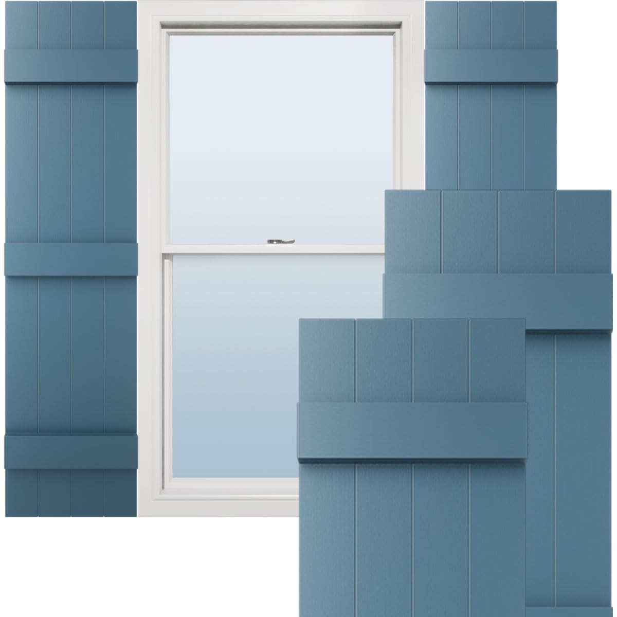 14″W x 59″H Lifetime Vinyl, Standard Four Board Joined, BoardnBatten Shutters…