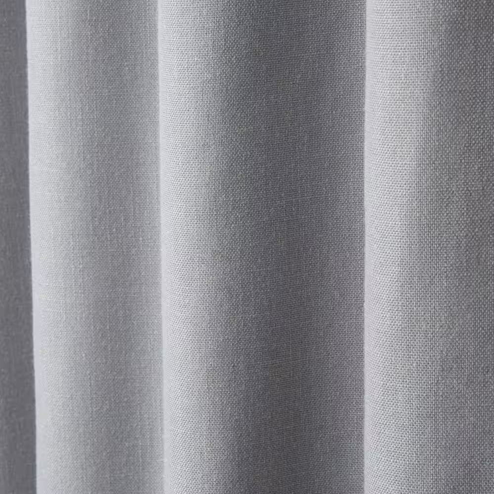 Arlo Solid Linen Texture 50 In. W X 108 In. L Polyester Blackout Grey Curtain (S