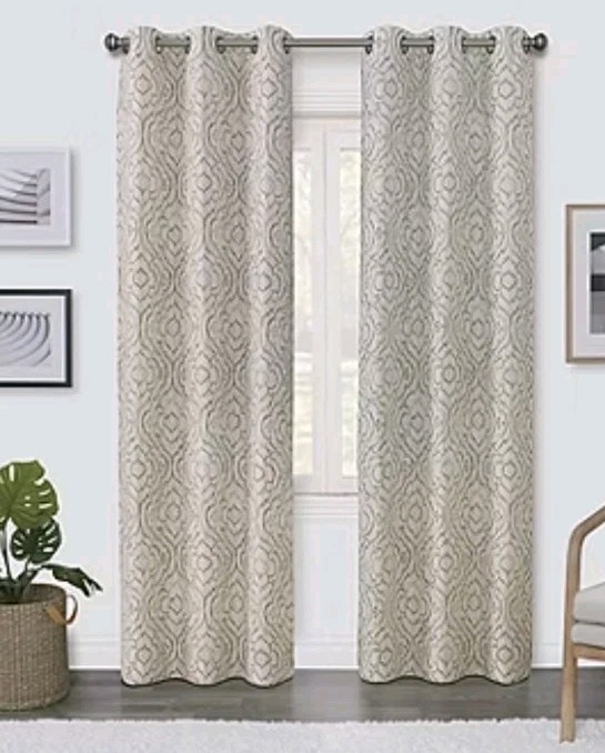 Regal Home Surfaces Ikat Scroll Linen Light-Filtering Grommet Top Panel 38″ X63″
