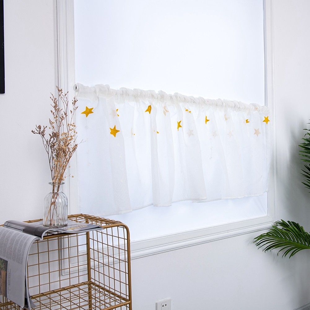 Kitchen Tiers Cabinet Embroidery Curtain Short Curtain Half Window