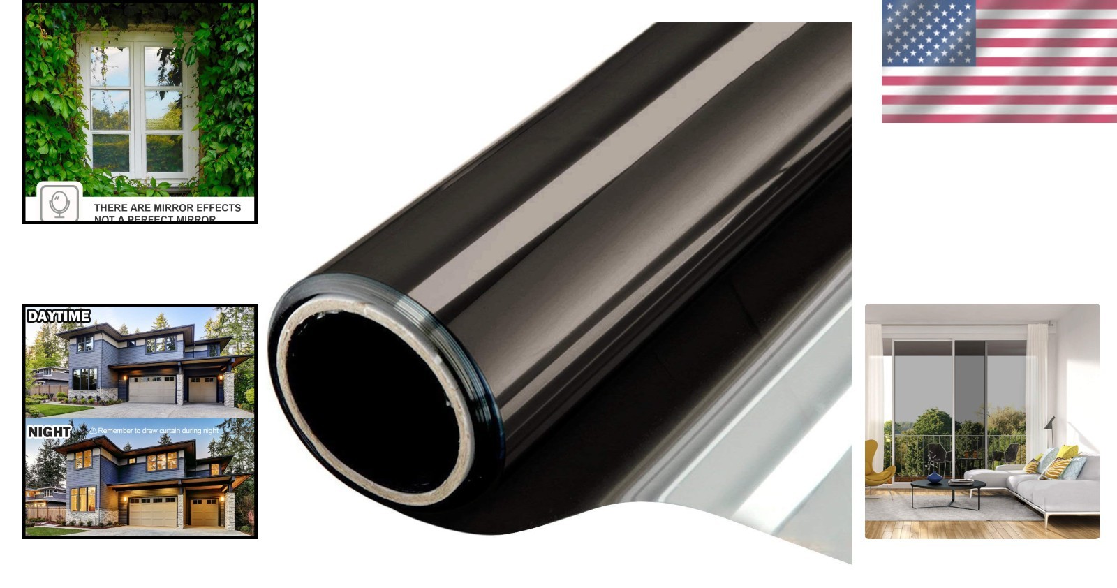 High-Quality Black Silver Window Film – 17.5” x 6.5” Anti-UV & Heat Control