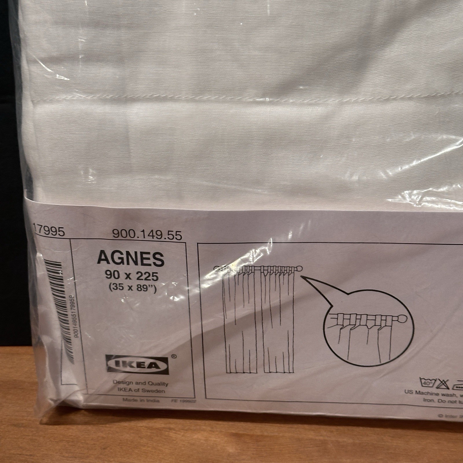 Ikea White Curtain Panels Set of 2 100% Cotton Tab Top Unlined Agnes Vtg 1995