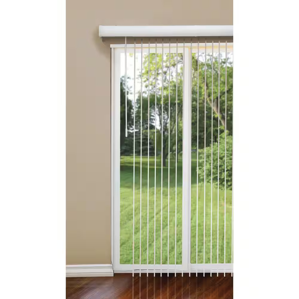 White Cordless Room Darkening Vertical Blinds for Sliding Doors Kit with 3.5 In.