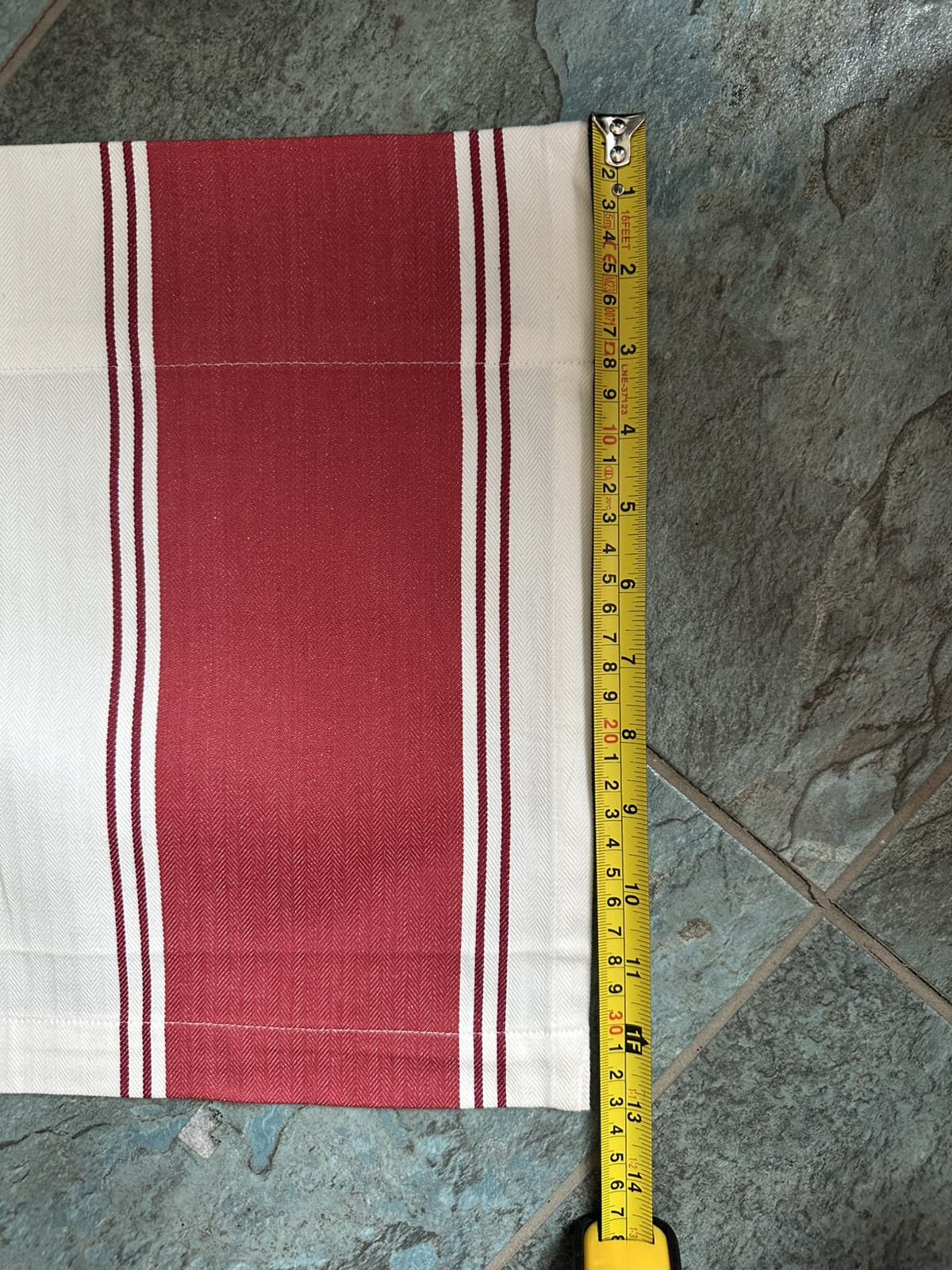 POTTERY BARN CADIZ STRIPE CAFE CURTAIN 13”x44” (2 Panels) RED POLE POCKET Set