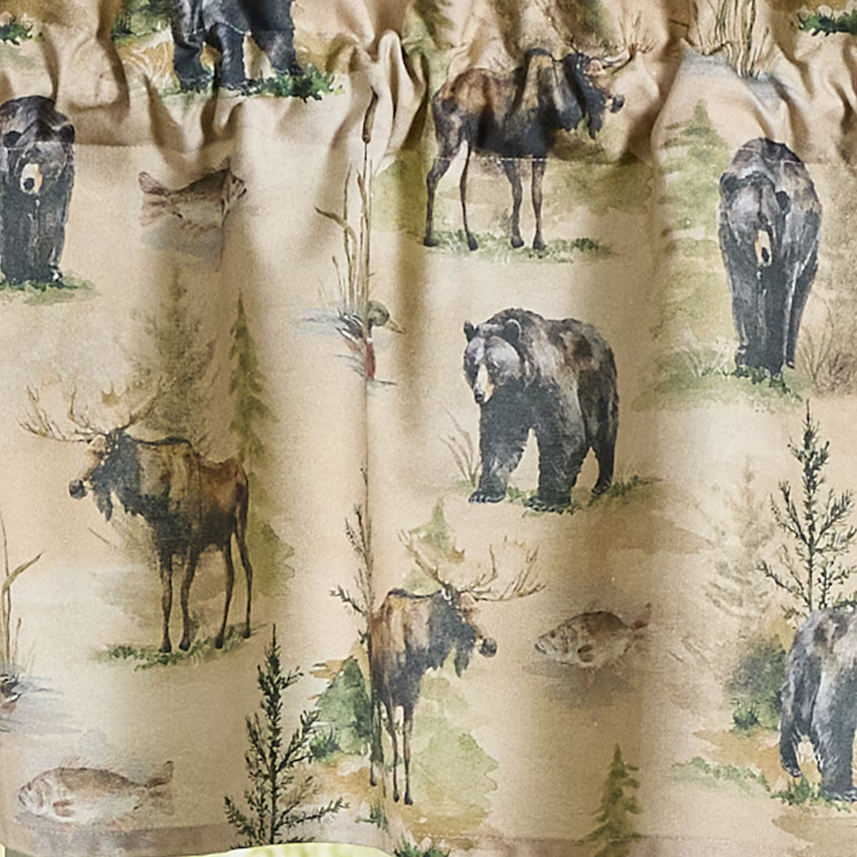 Branson Lodge Printed Wildlife Rustic Country Cabin Cotton Valance 60″ x 14″