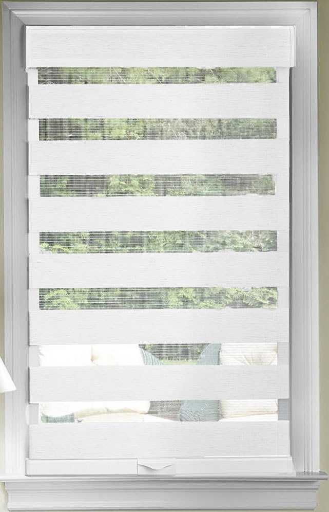 White Cordless Window Roller Shades Celestial Sheer Double-Layered Roman Shade