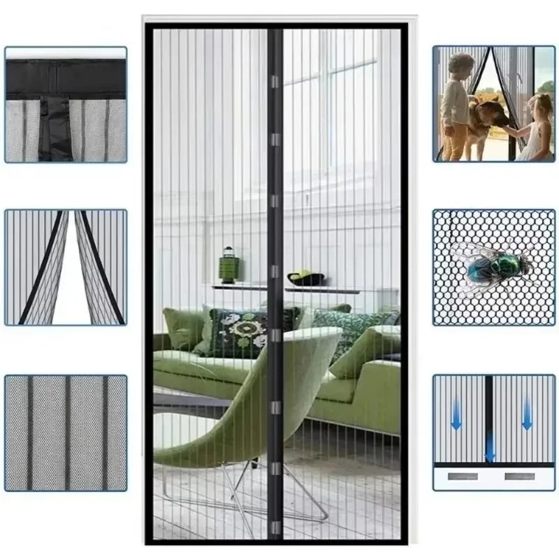 Magnetic Fly Screen Door Mesh Anti Mosquito Insect Curtain Auto Close 100x210cm