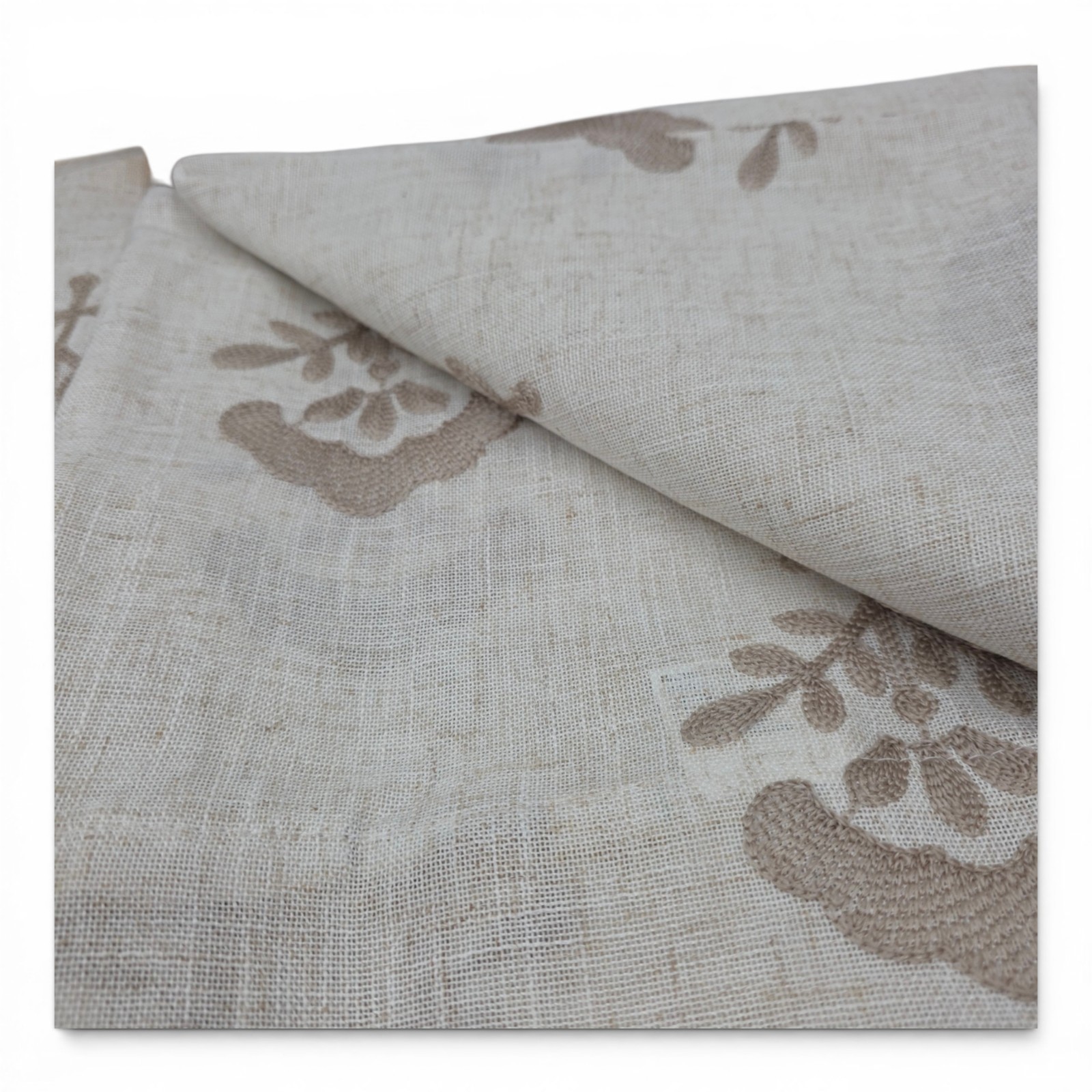 Studio 1012 Linen Blend Embroidered Floral Curtains Set of 2 37×84 Natural