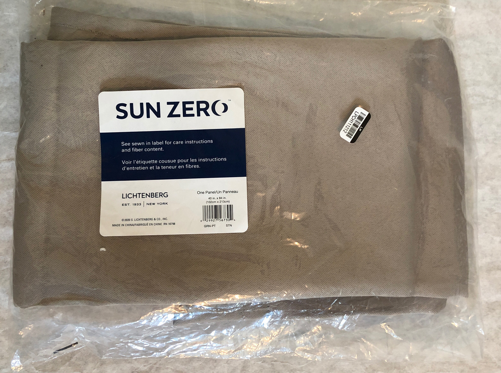 Sun Zero Easton Blackout Rod Pocket Curtain One Panel Stone Brown Size 40”Wx84”L