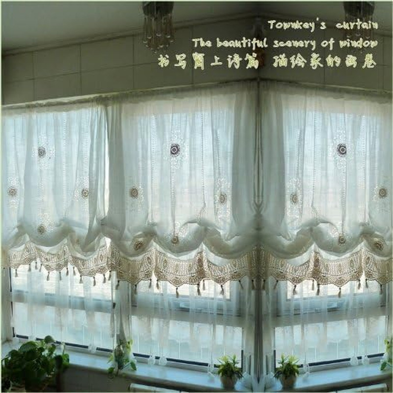 Pastoral Style Adjustable Balloon Curtain Living Room Shade Curtain for Living R
