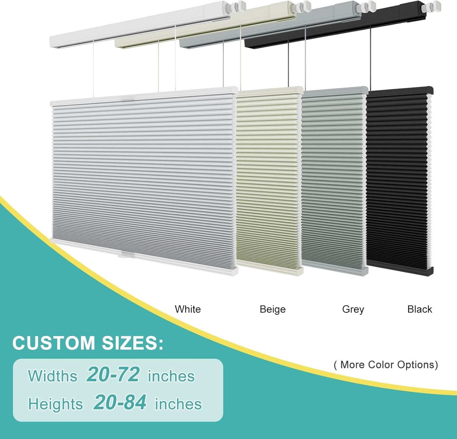 CUSTOM 38mm Blackout No Drill No Tools Cordless Cellular Shade Honeycombs Blind