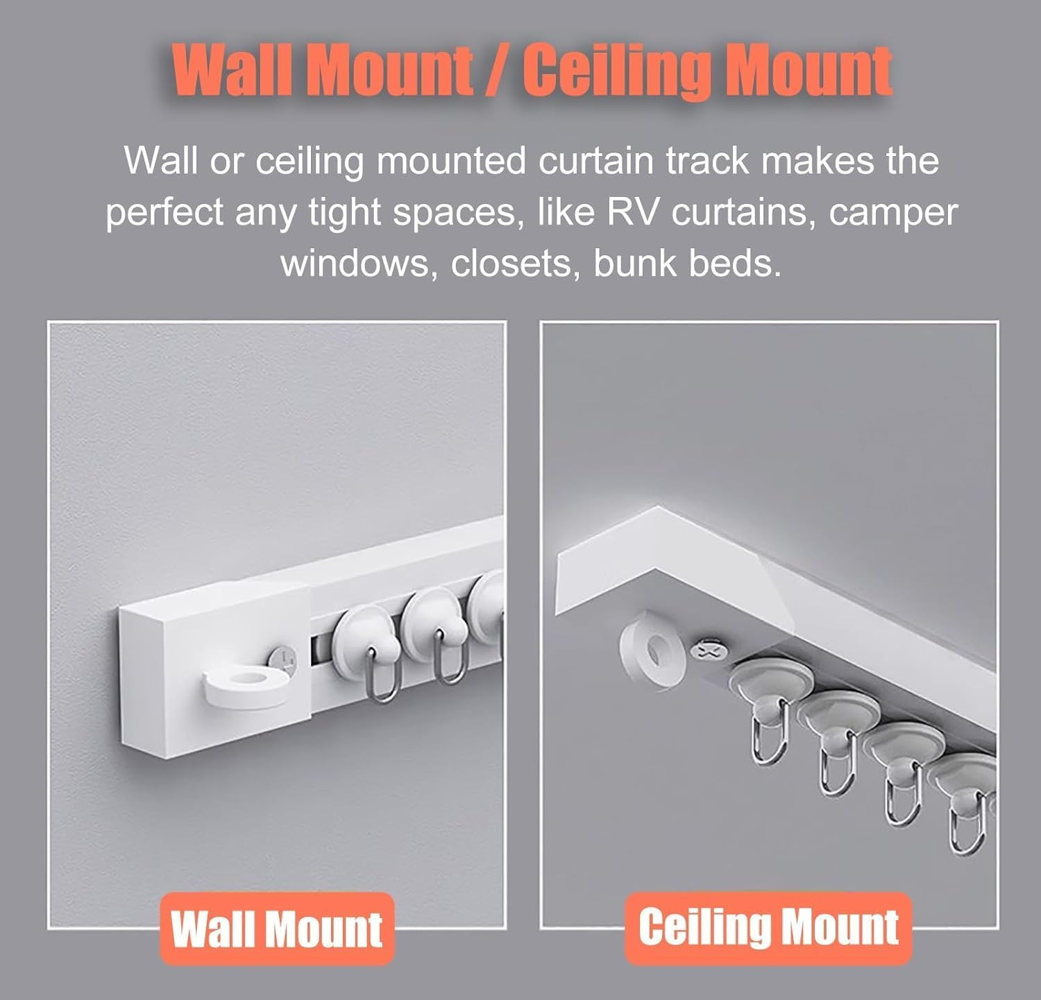 Self-Adhesive Curtain Track for Ceiling or Wall Mount – 2×16 Inch, Easy Install