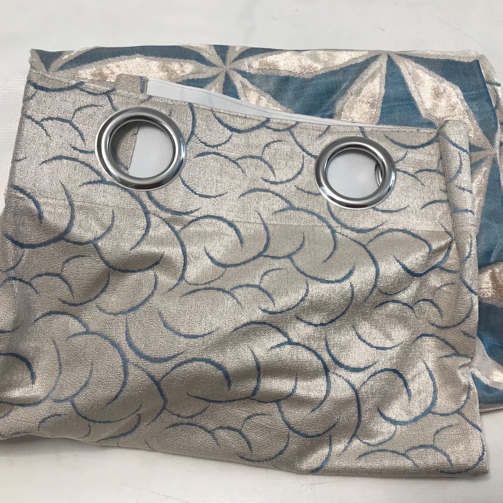 New Turquoise Grey Grommet Top 3 Panels 50″ x 84″ Drapes Curtains Unlined