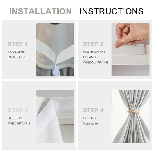 Self Adhesive Curtain No Rod Needed, Blackout Curtains 35″W x 60″H Light Beige