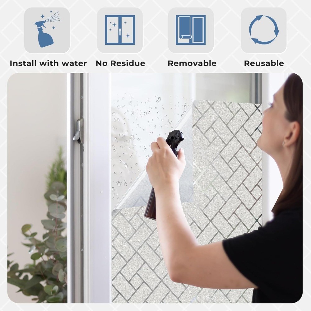 rabbitgoo Privacy Window Film Static Cling Glass Sticker 2 Roll of 35.4 x 78.7″