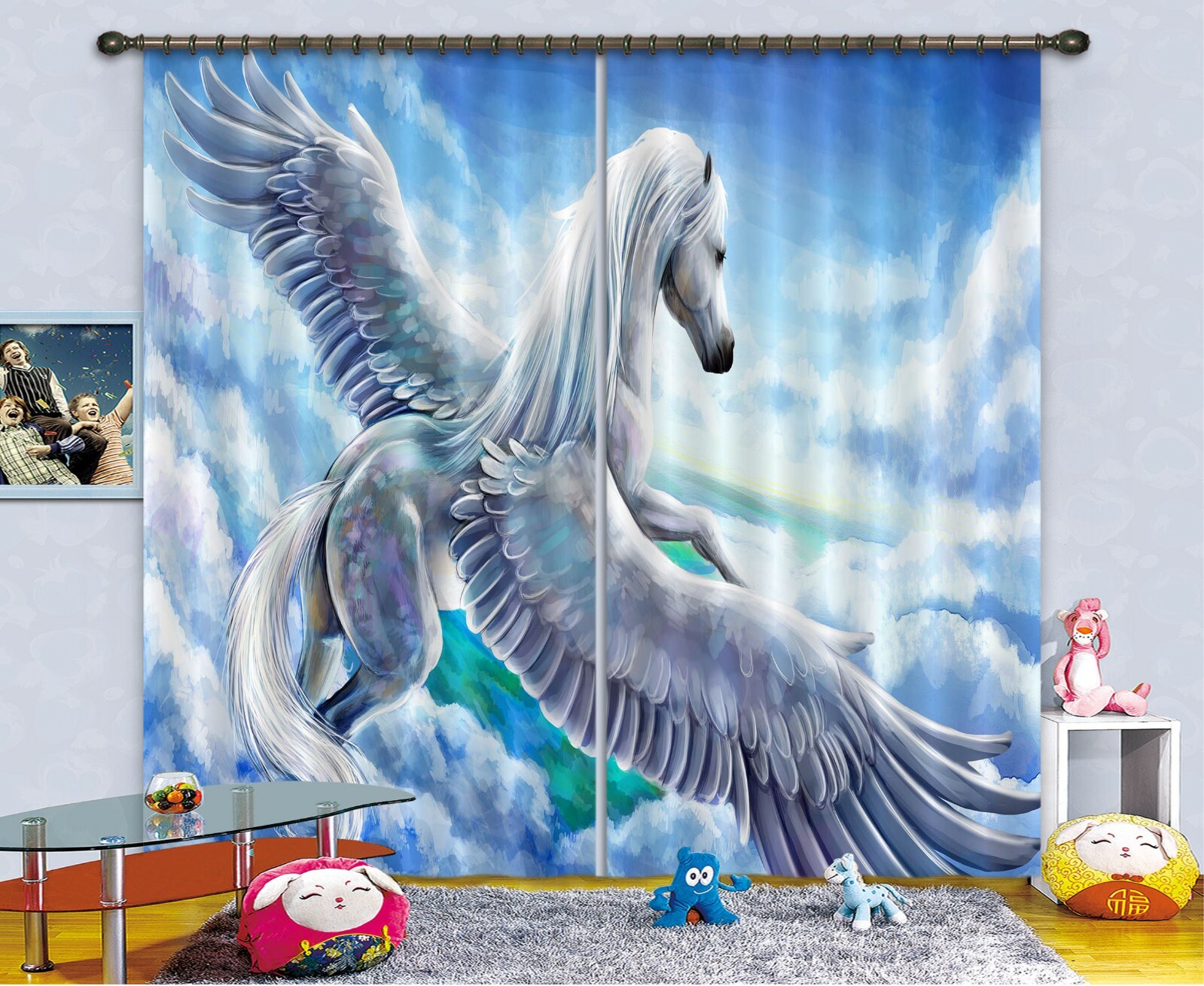 3D Pegasus Cloud ZHUA137 Animal Blockout Photo Curtain Fabric Window Zoe
