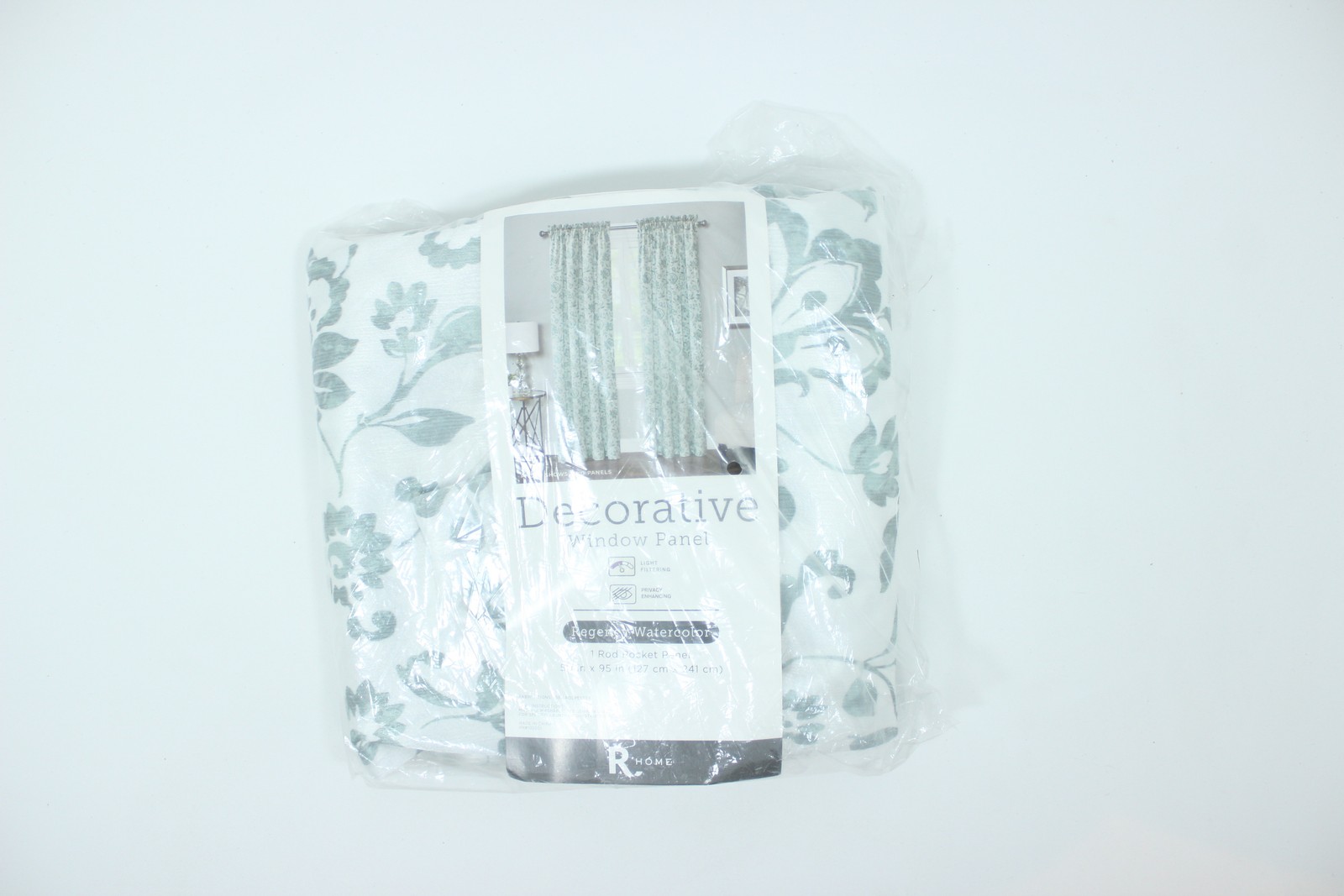 Regal Home Watercolor Floral Rod Pocket Light Filtering Curtain Panel Aqua 50×95