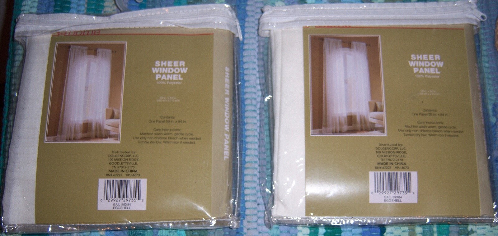 HOME Eggshell White Sheer Two Window Panels 59″ x 84″ Curtains NEW