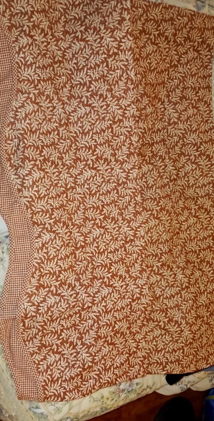 2 WAVERLY Fernwood Red Gingham Fern Toile Scalloped Valance Curtains 76 X 14 VGC