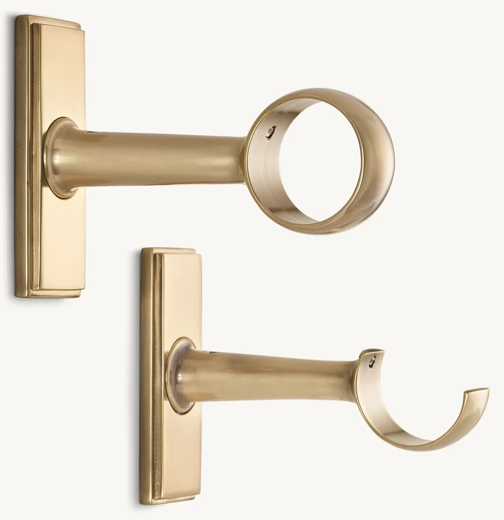 Restoration Hardware Easton Solid Brass Endcap Finial & Rod Set 60-108 in