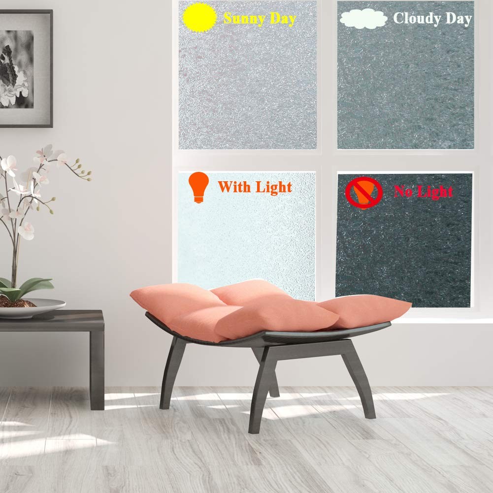 Privacy Window Film Decorative Water Glass Sliding Door 35”x78.7”, Crystal