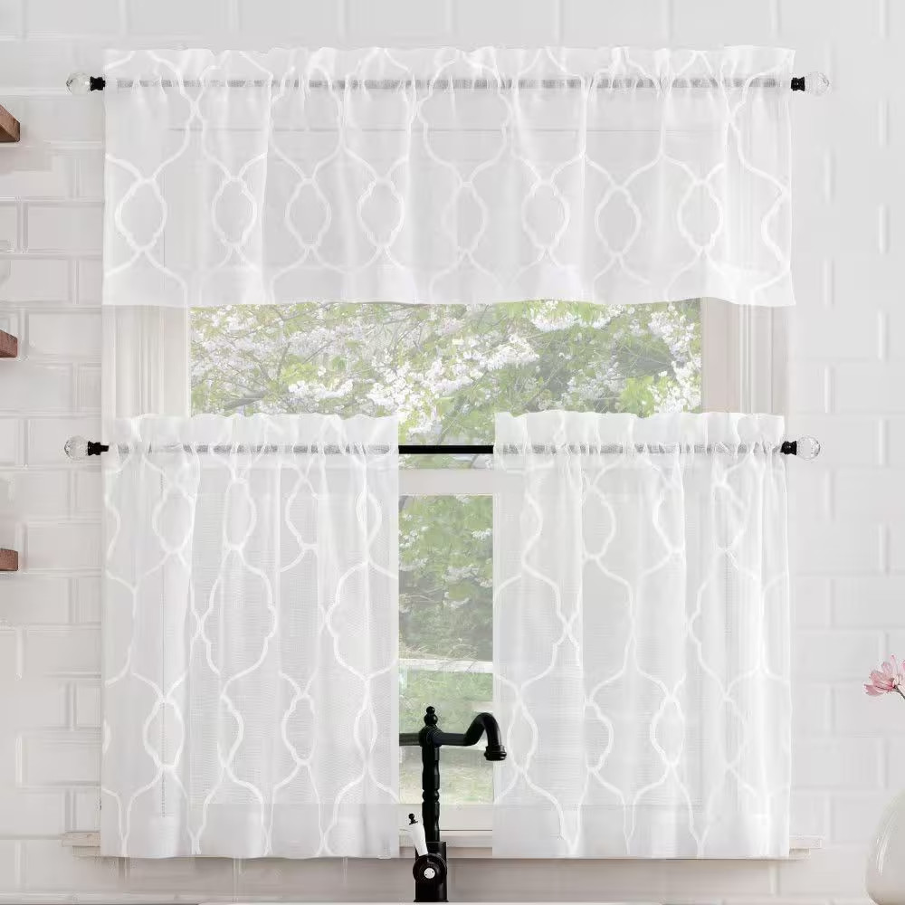 Allerton Embroidered 52 In. W X 36 In. L Light Filtering Rod Pocket Kitchen Curt